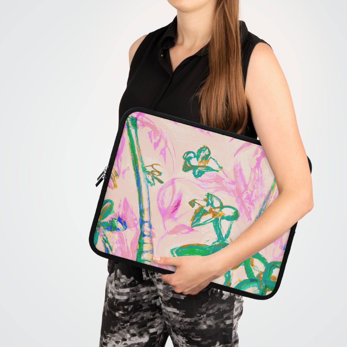 Tropical Laptop Sleeve, 5 Sizes - Perfect for Beach Lovers & Students / Tropical Doodles, Pink