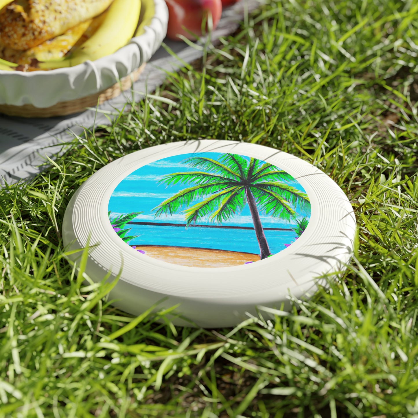 Tropical Paradise Frisbee with Palm Tree Design for Beach Fun