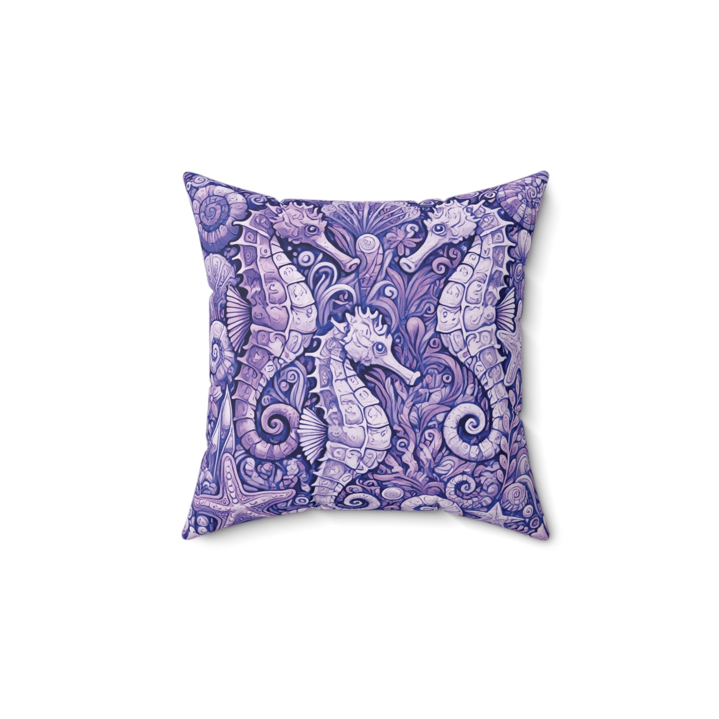 Decorative Pillow - Accent Cushion, 4 Sizes / Seahorse Trio, Amethyst