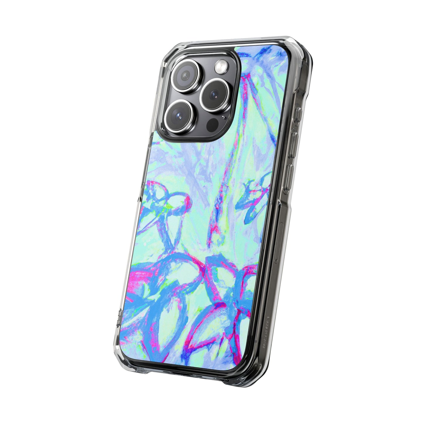 Tropical Doodles/Blue Magnetic Clear Phone Case, Many Models