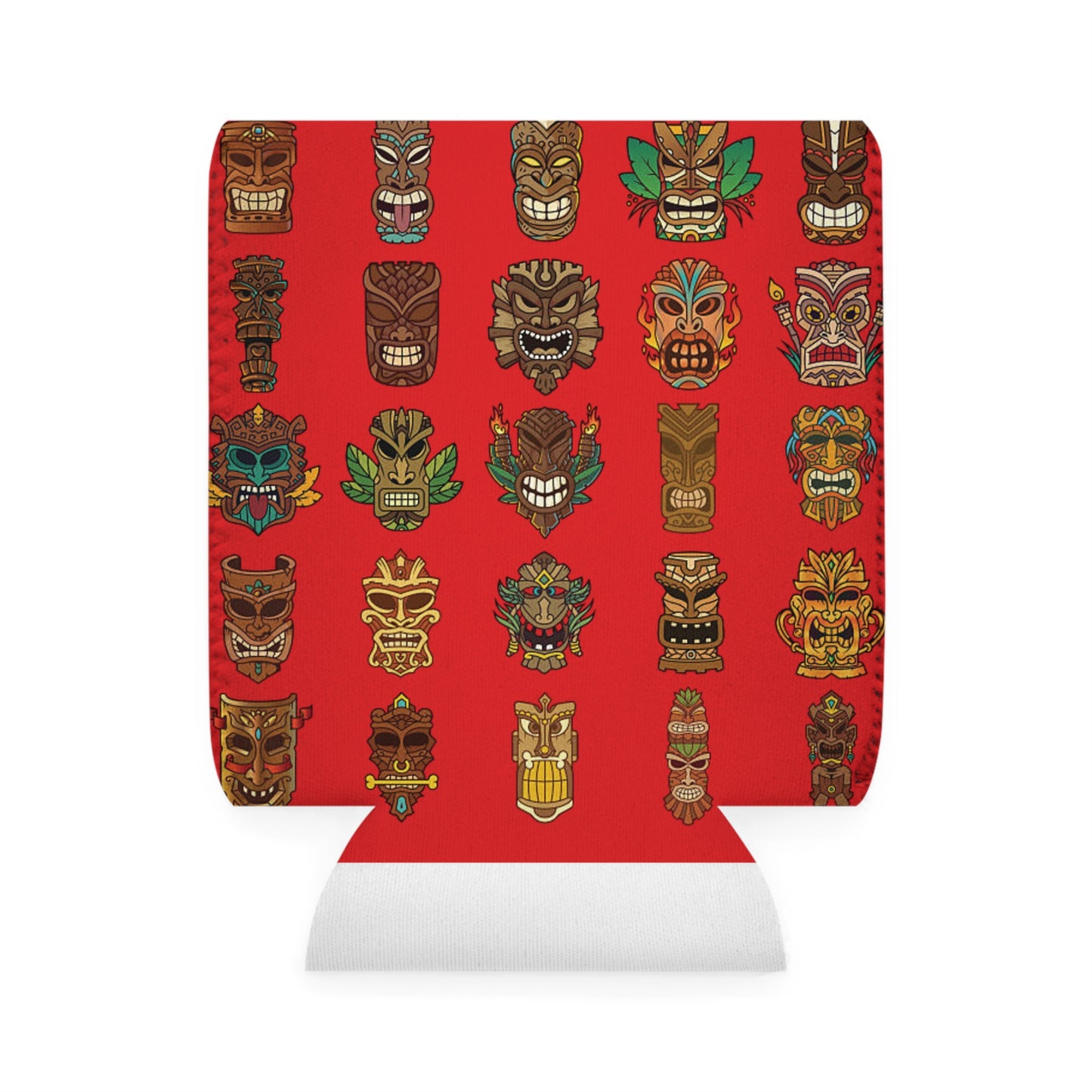 Tiny Tiki Dudes/Red Can Cooler Sleeve - Perfect for Outdoor Picnics