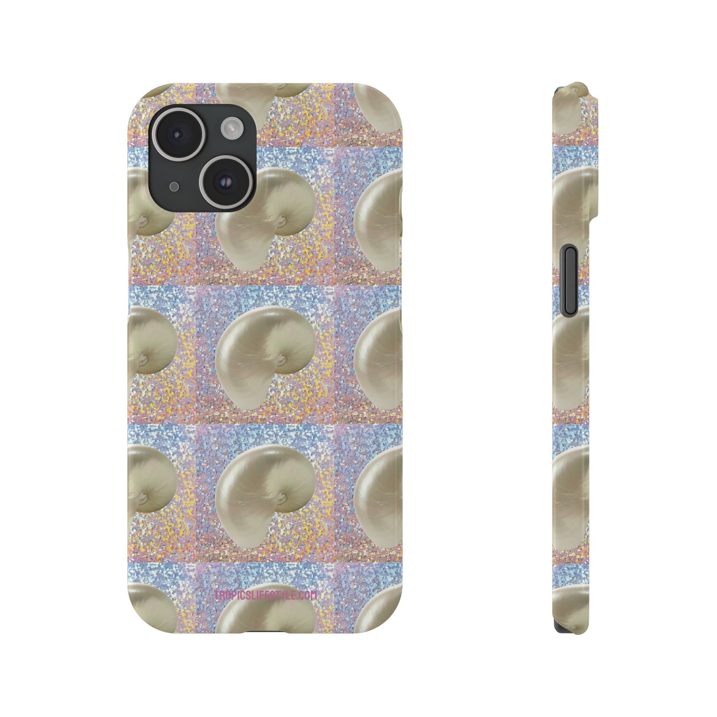 Slim Phone Cases - Disco White Nautilus