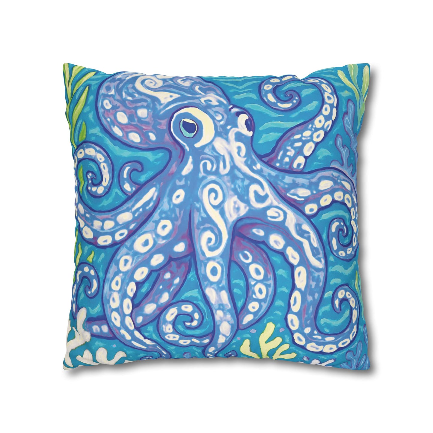 Faux Suede Square Pillowcase - Blue Kraken Joe