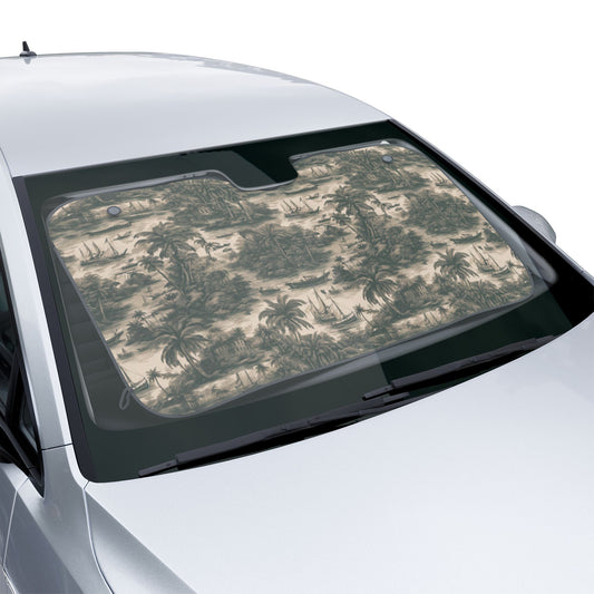 Tropical Car Sun Shades / Tropical Toile #1, Black