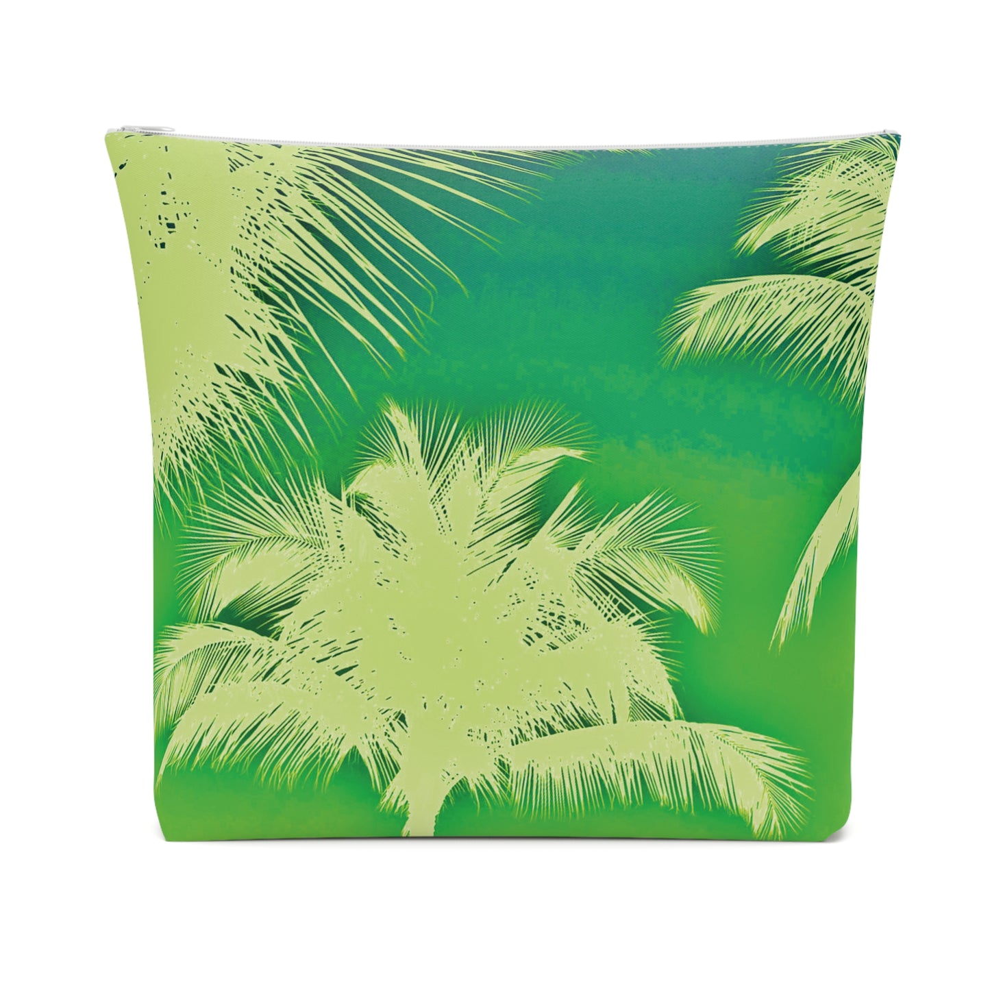 Tropical Cotton Cosmetic Bag, Makeup Pouch, 5 Sizes / Palm Glow, Green