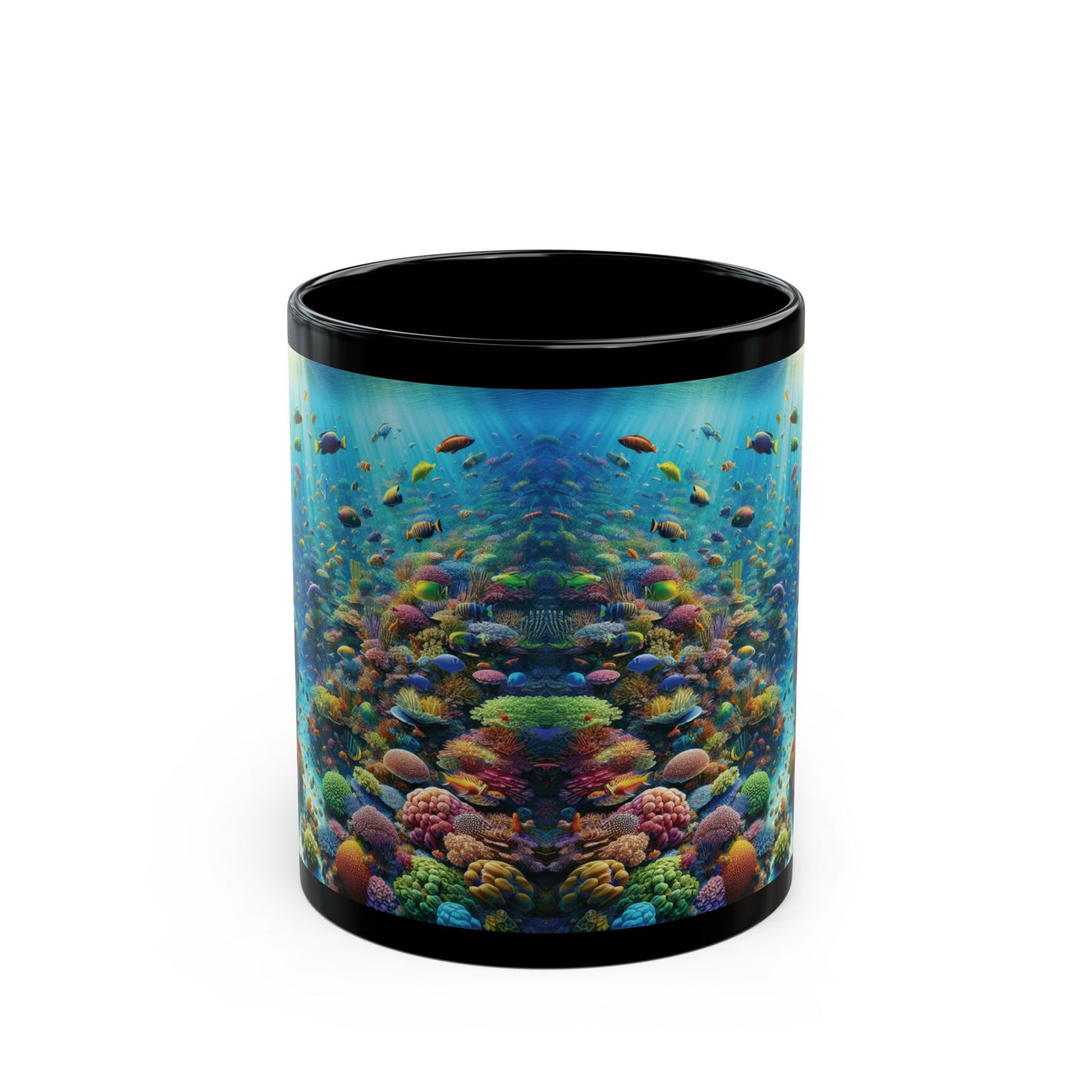 Black Coffee Mug - Busy Coral Reef