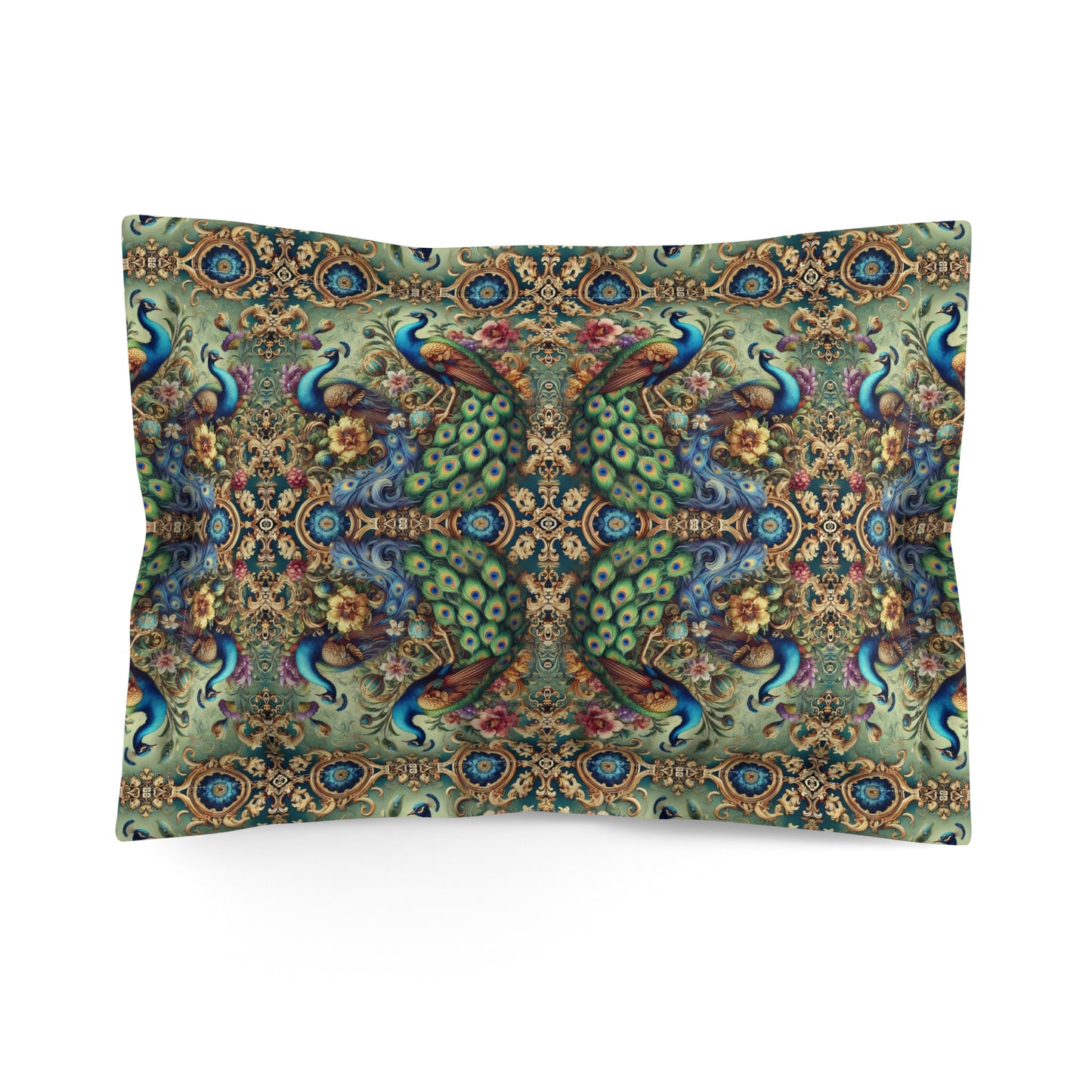 Microfiber Pillow Sham | Tropical Vibes for Relaxation / Kaleido Peacocks