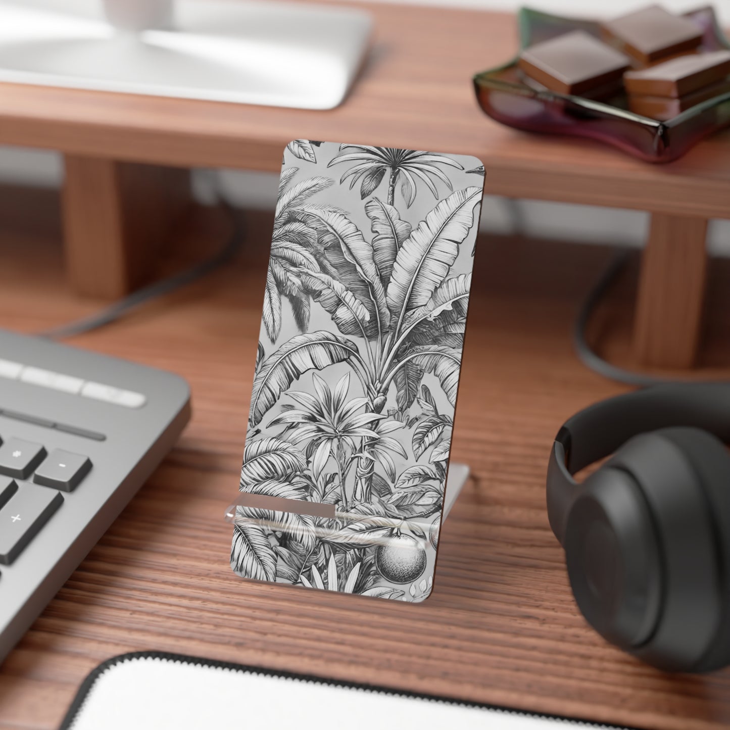 Stylish Smartphone Display Stand - Tropical Fruit, Newspaper