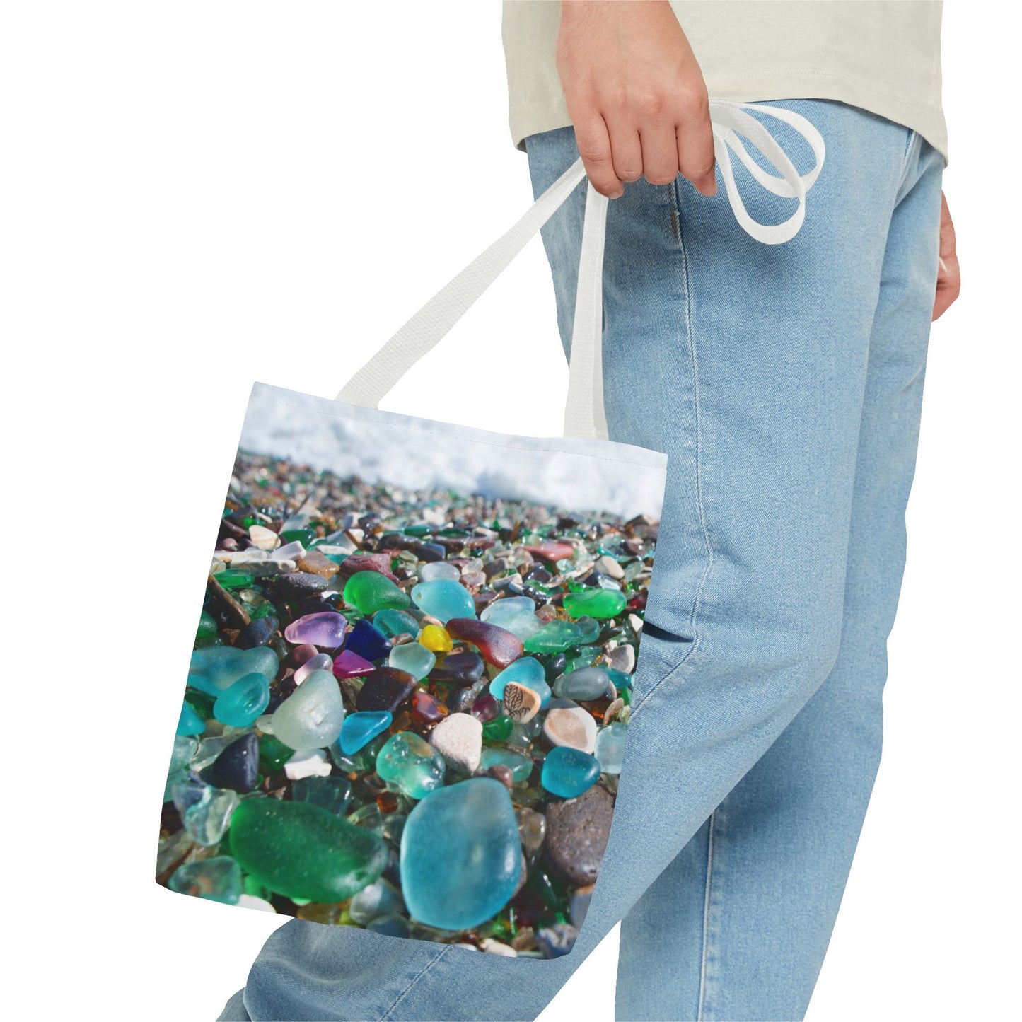 Beach Glass Tote Bag - Colorful Coastal Design, 3 Sizes