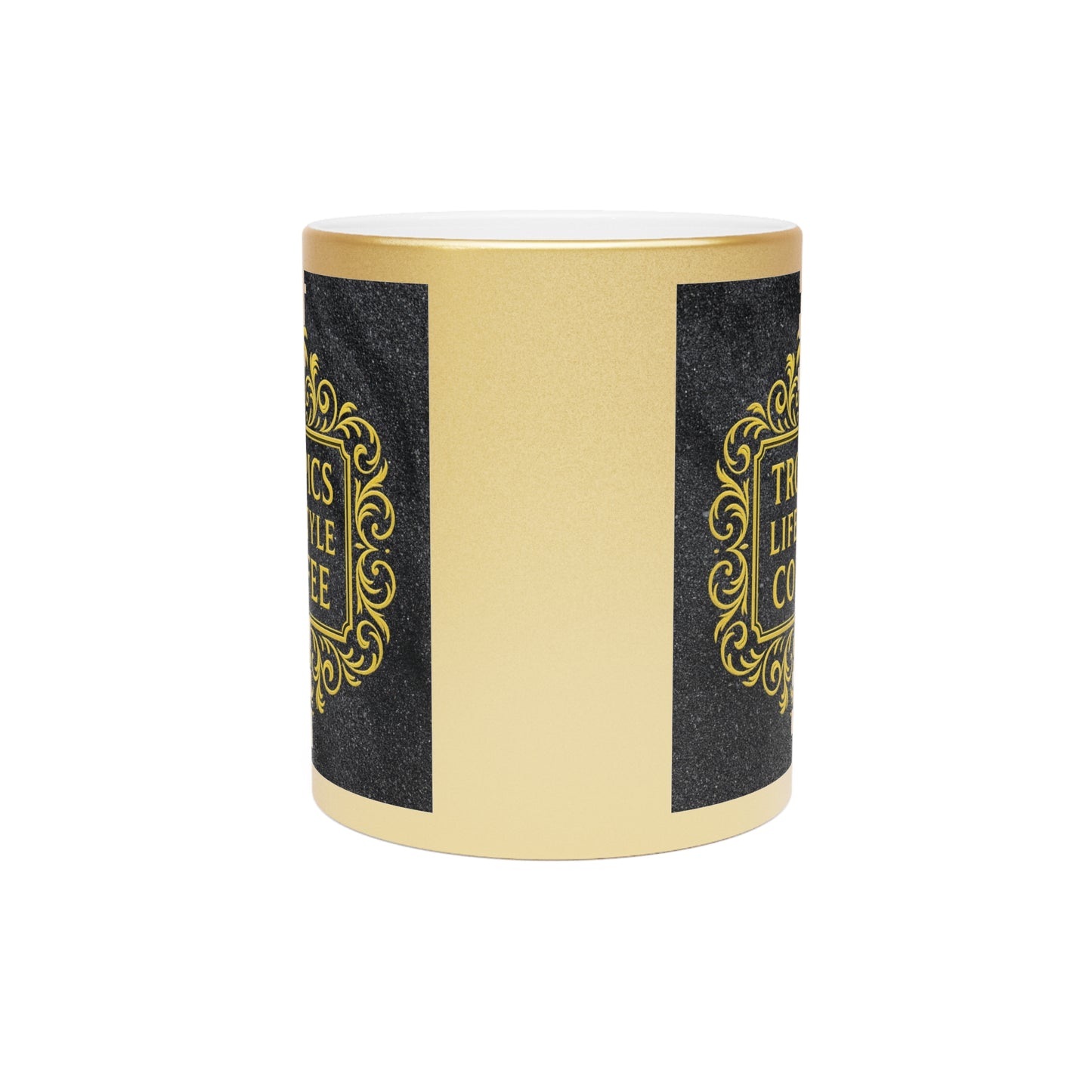Tropical Metallic Mug, Gold or Silver - Tropics Lifestyle Coffee, Black/Gold Logo