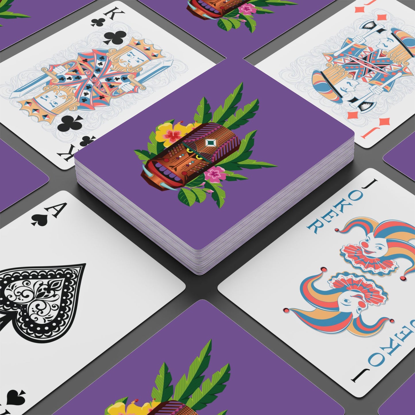 Poker-Sized Playing Cards - Tiki Boss Loika, lt purple