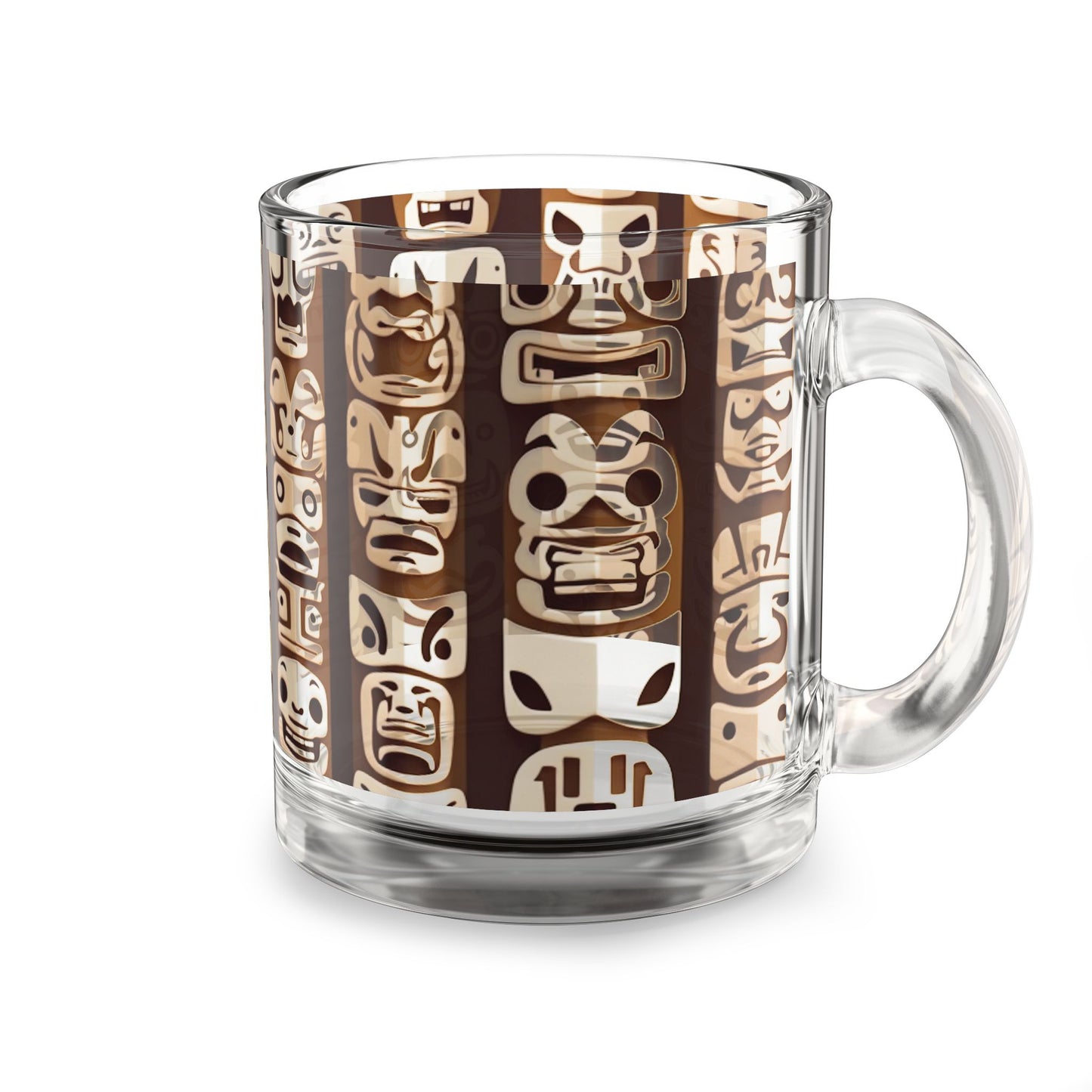 Tropical Glass Mug - 10oz Coffee Cup / Funny Tiki Totems