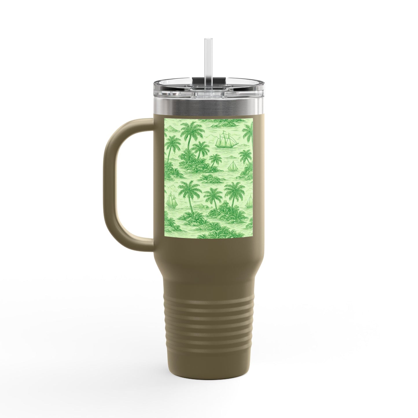 Insulated Travel Mug, 40oz / Faraway Toile/Green - Perfect for Outdoor Adventures