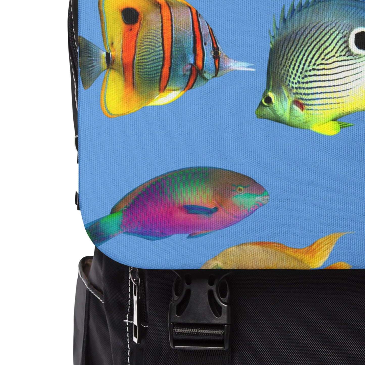 Tropical Casual Backpack - Perfect for Everyday Adventures / School of Fish, Lt. Blue