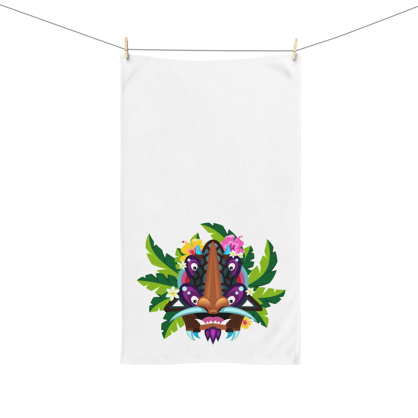 Tropical Paradise Hand Towel - Vibrant Tiki Design for Kitchen or Bath / Tiki Boss Edward