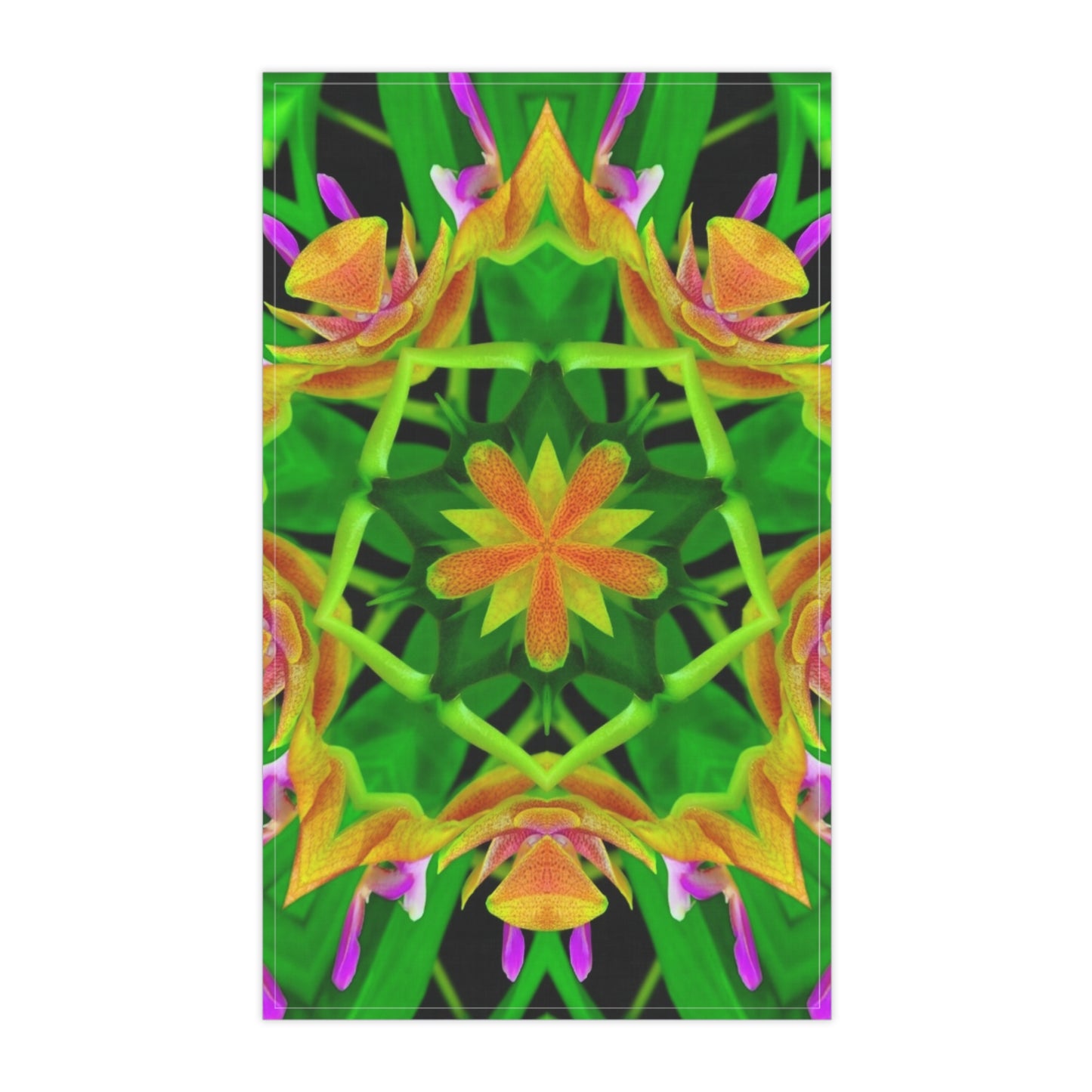 Tea Towels (cotton, poly), Orchid Kaleidoscope #2