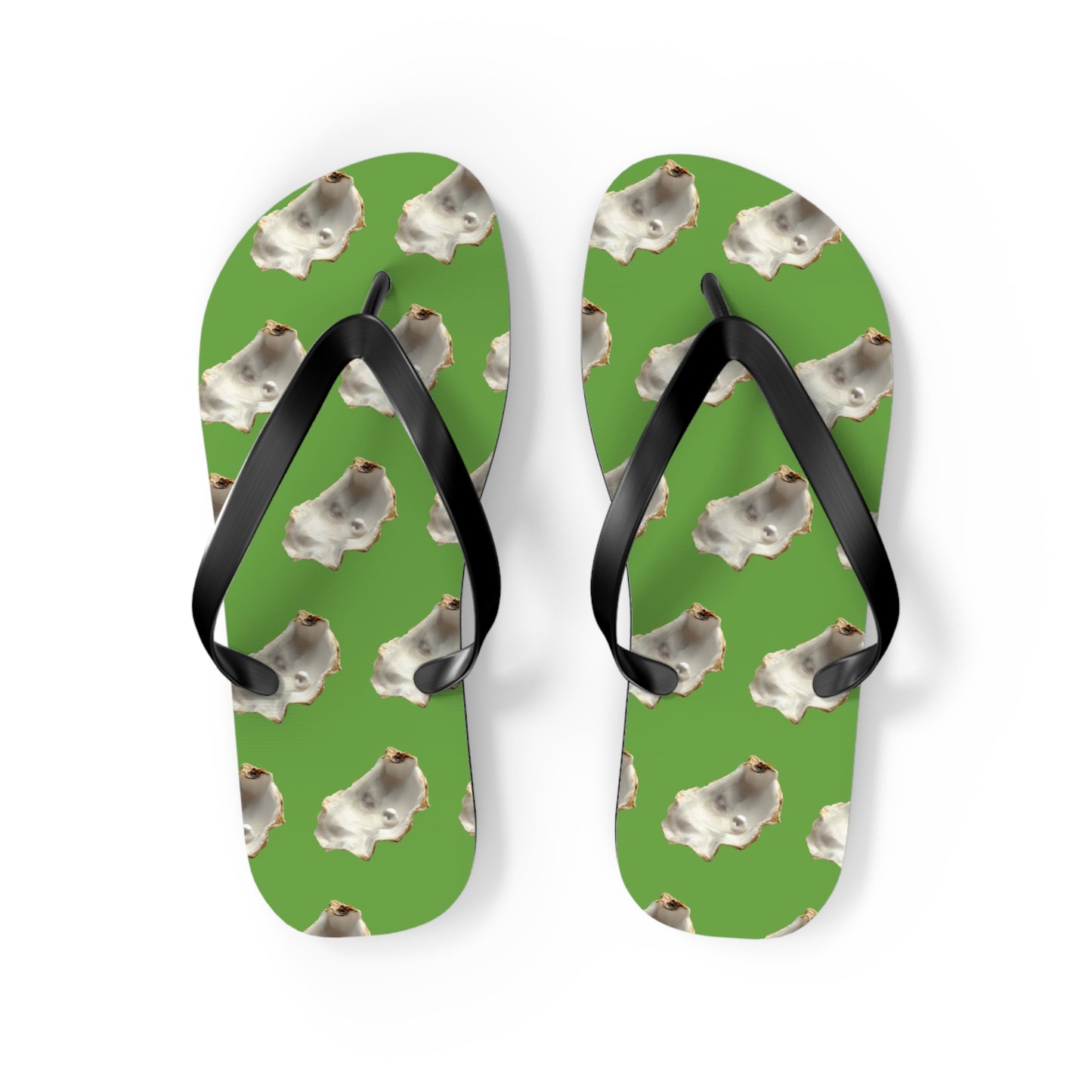 Flip Flops - White Pearl Oyster, green