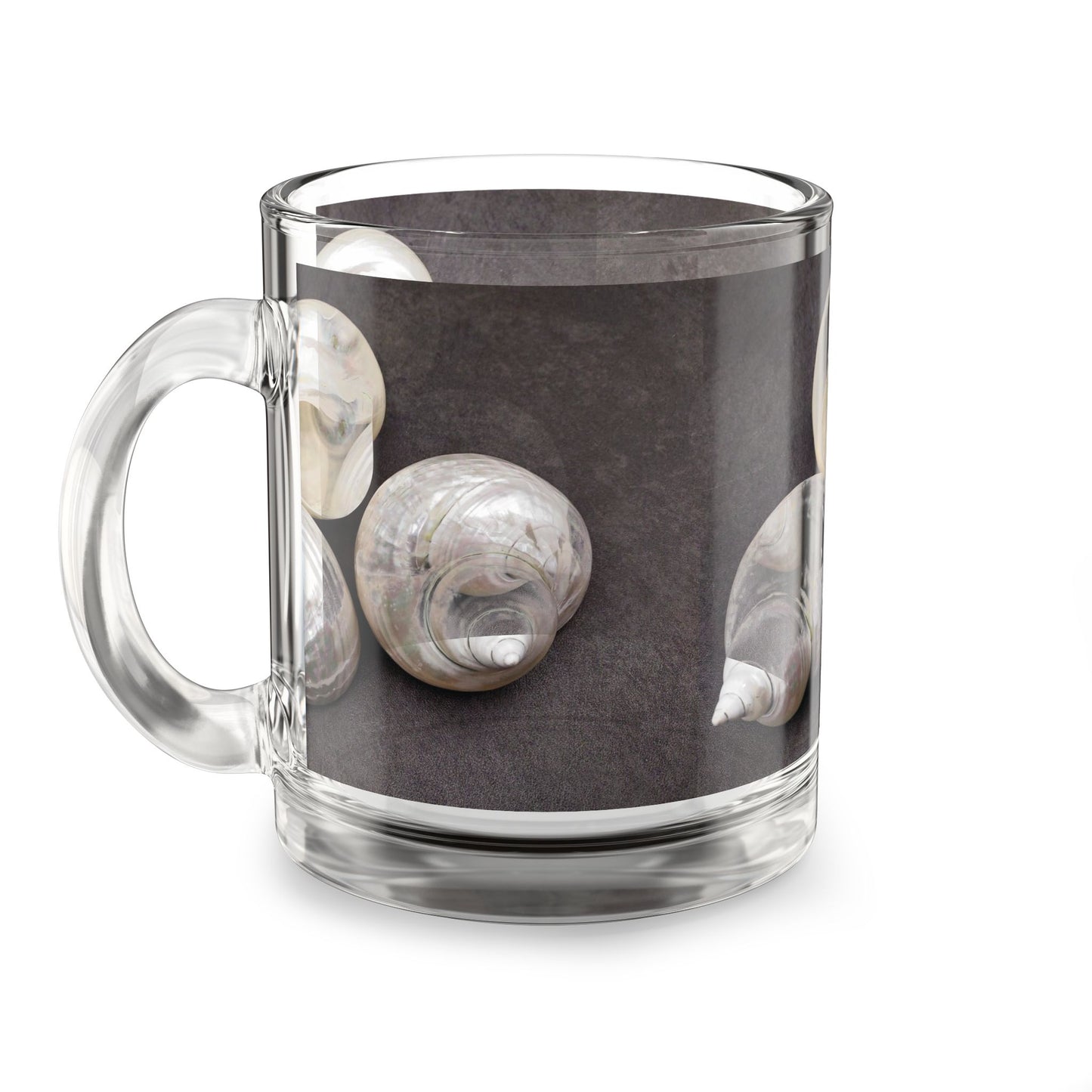 Tropical Glass Mug - 10oz Coffee Cup / White Nautilus Trio