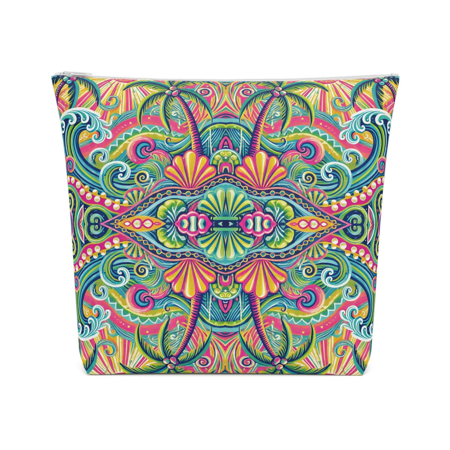 Tropical Cotton Cosmetic Bag, Makeup Pouch, 5 Sizes / Kaleido Bay