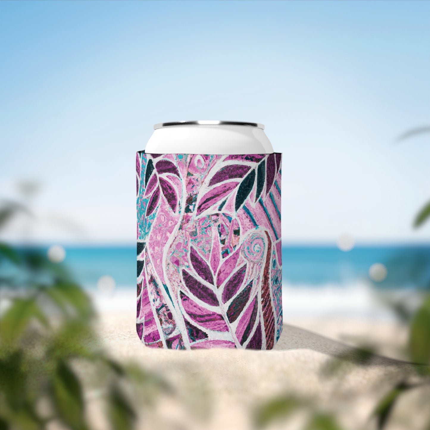 Amazon Whimsy/Pink Can Cooler Sleeve - Perfect for Outdoor Picnics