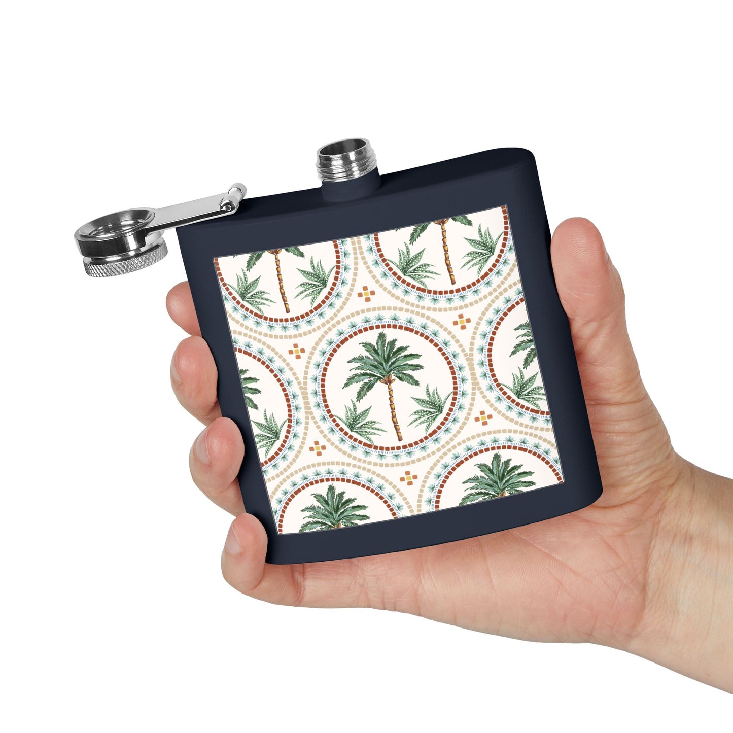 Tropical Stainless Steel 6 oz. Flask, Many Colors  – Mosaic Palms