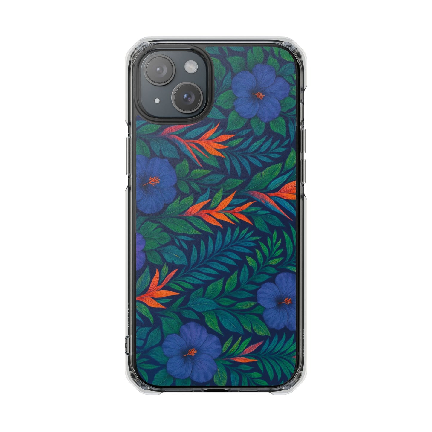 Midnight Flower Navy Magnetic Clear Phone Case, Many Models