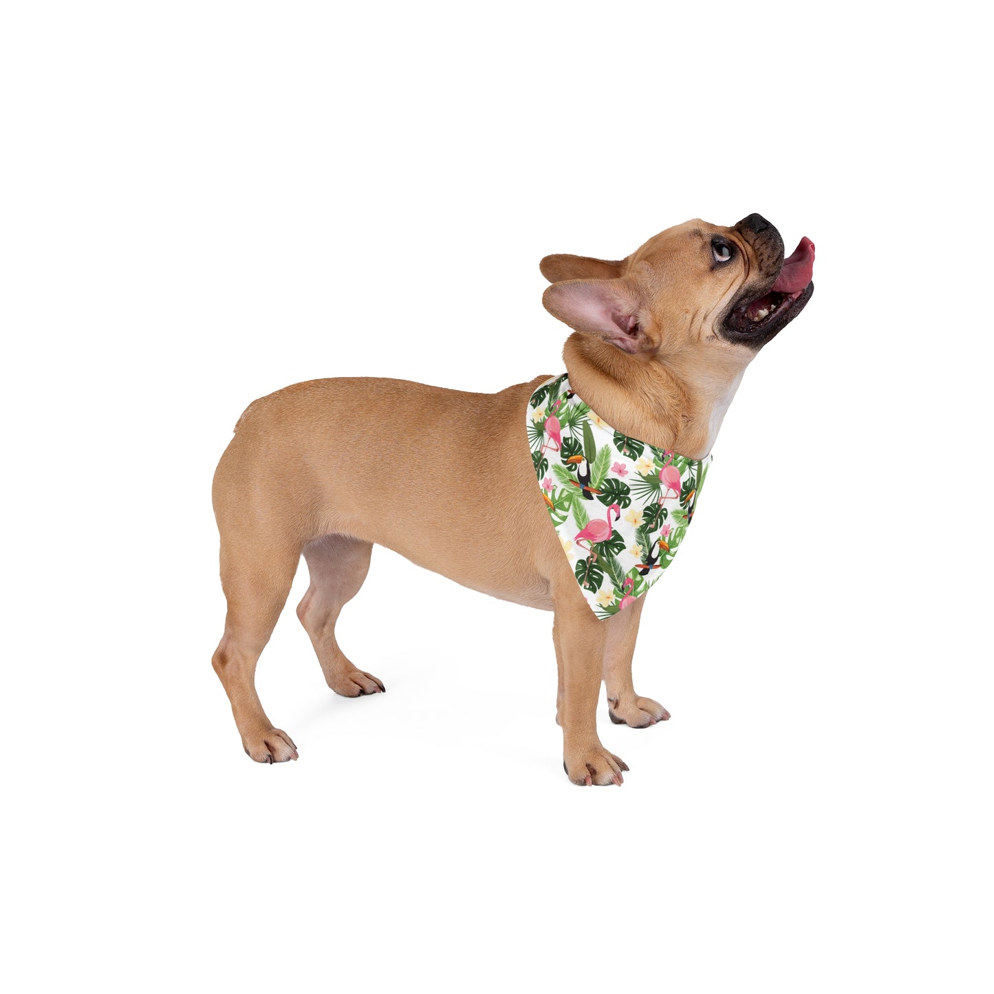 Flamingos With White Palms Tropical Pet Bandana, 2 Sizes - Stylish accessory for dogs & cats