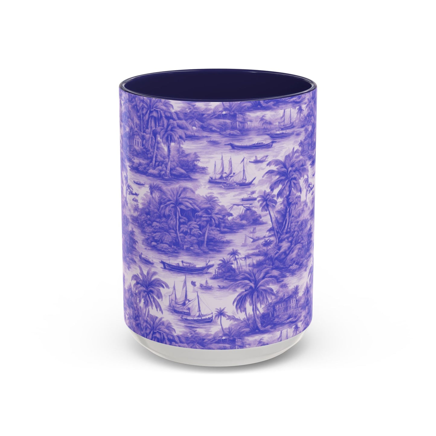 Accent Coffee Mug (11, 15oz), 8 Colors - Tropical Toile #1, purple