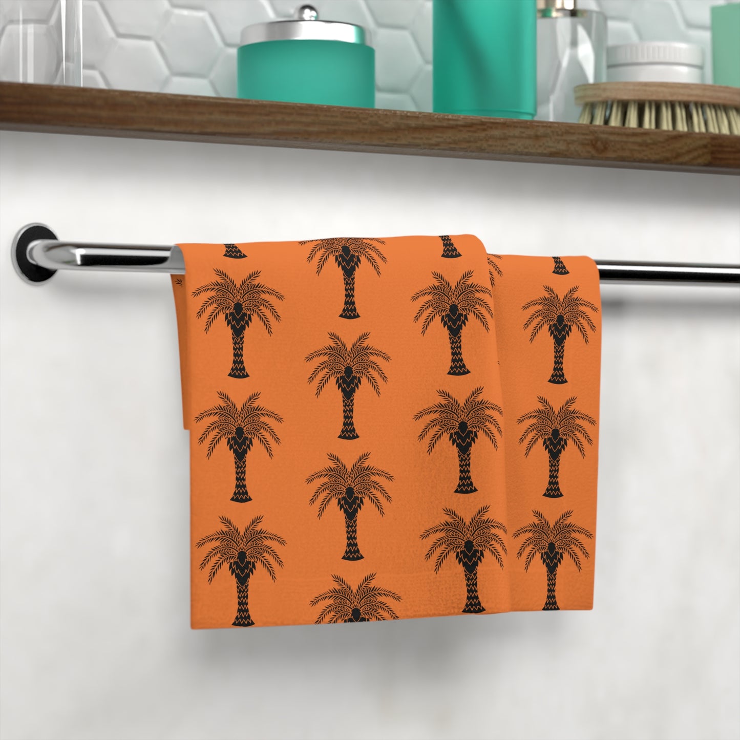 Face Towel - Stylized Palm crusta orange