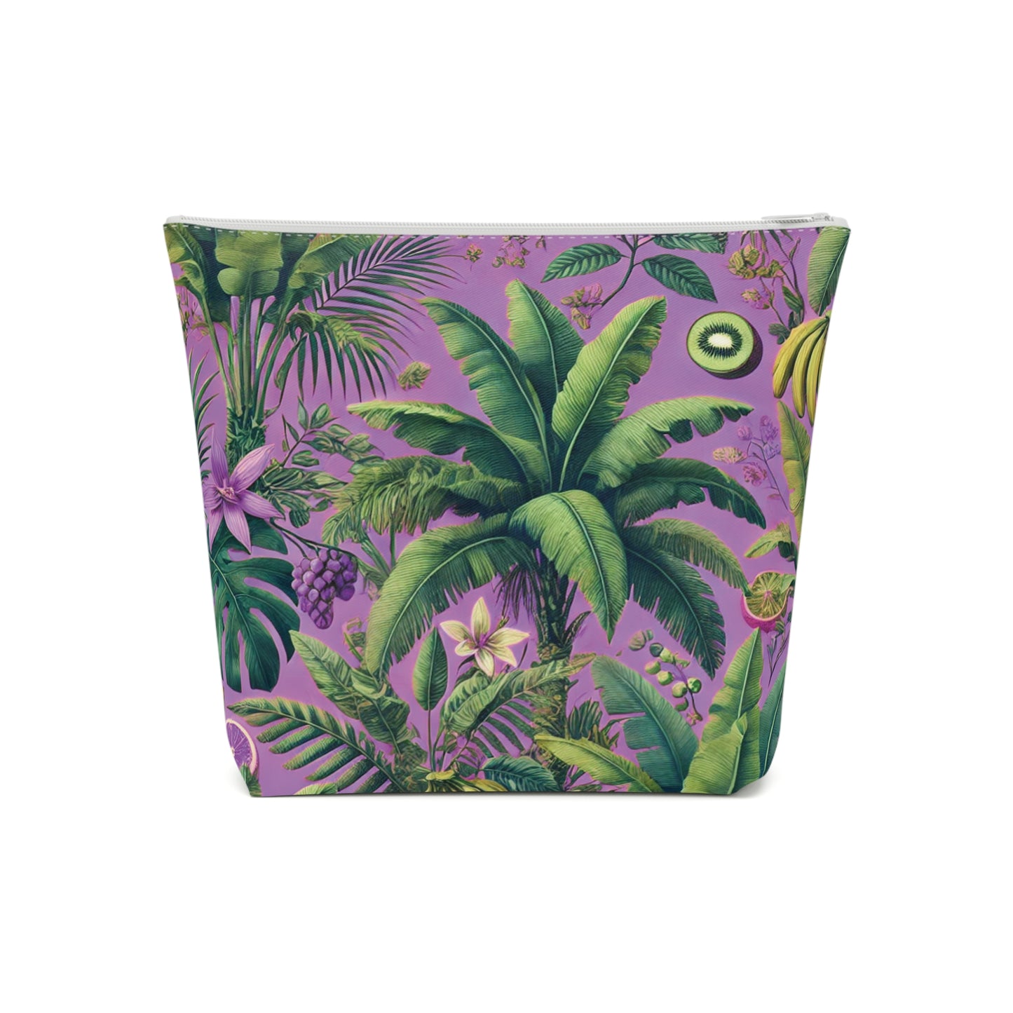 Tropical Cotton Cosmetic Bag - Makeup Pouch, 5 Sizes / More Tropical Fruit, Deep Lilac