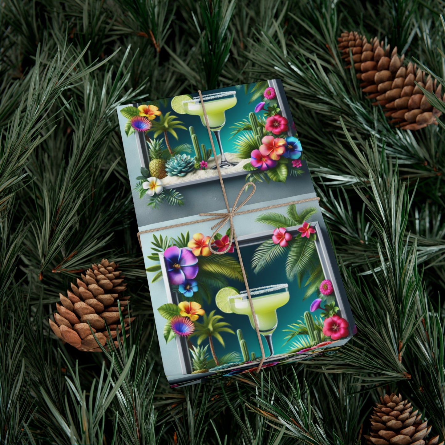 Wrapping Paper - Tropical Gift Wrap for All Occasions / 3 Sizes, 2 Finishes / Tropical Margarita