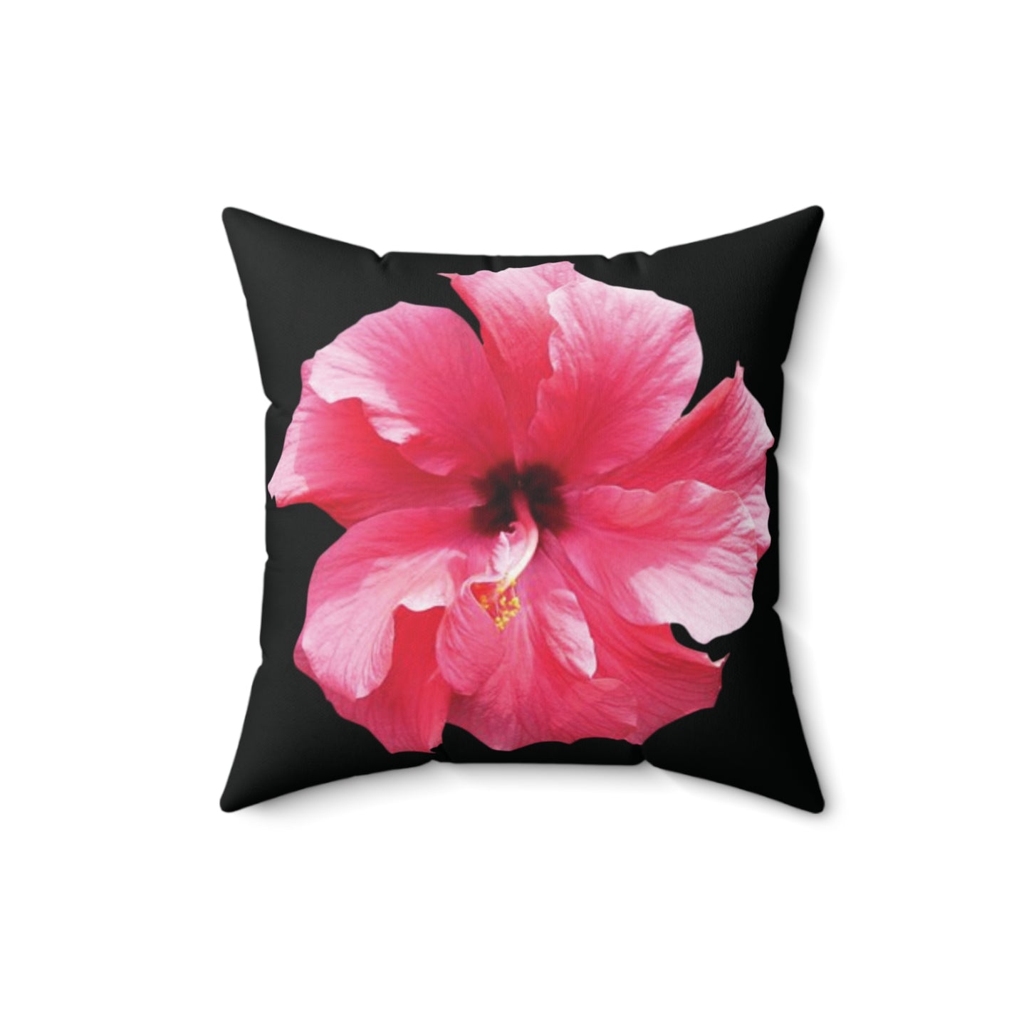 Decorative Pillow - Accent Cushion, 4 Sizes / Photo Pink Hibiscus, Black