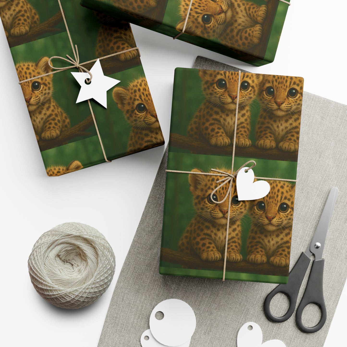 Wrapping Paper - Tropical Gift Wrap for All Occasions / 3 Sizes, 2 Finishes / Baby Jaguars