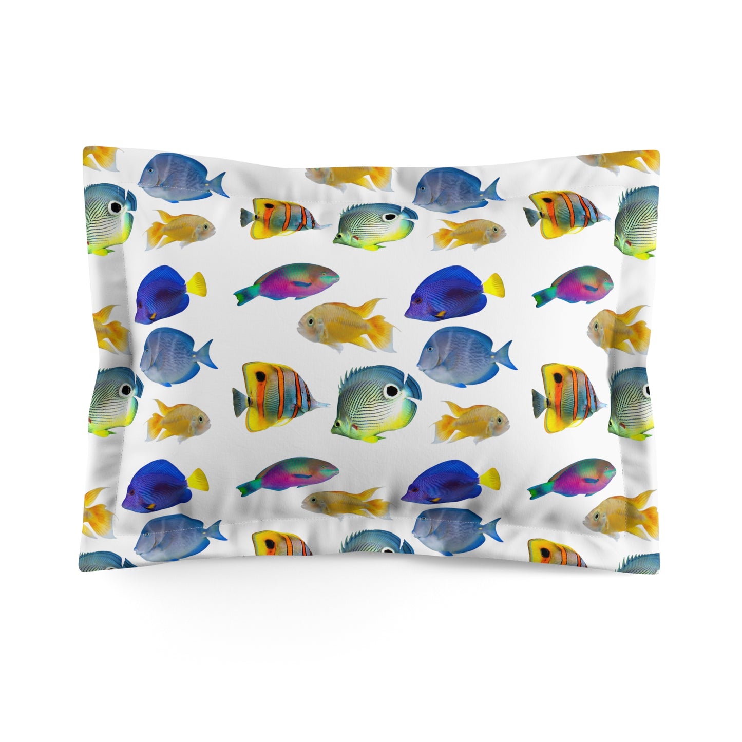 Microfiber Pillow Sham | Tropical Vibes for Relaxation / School of Fish, White