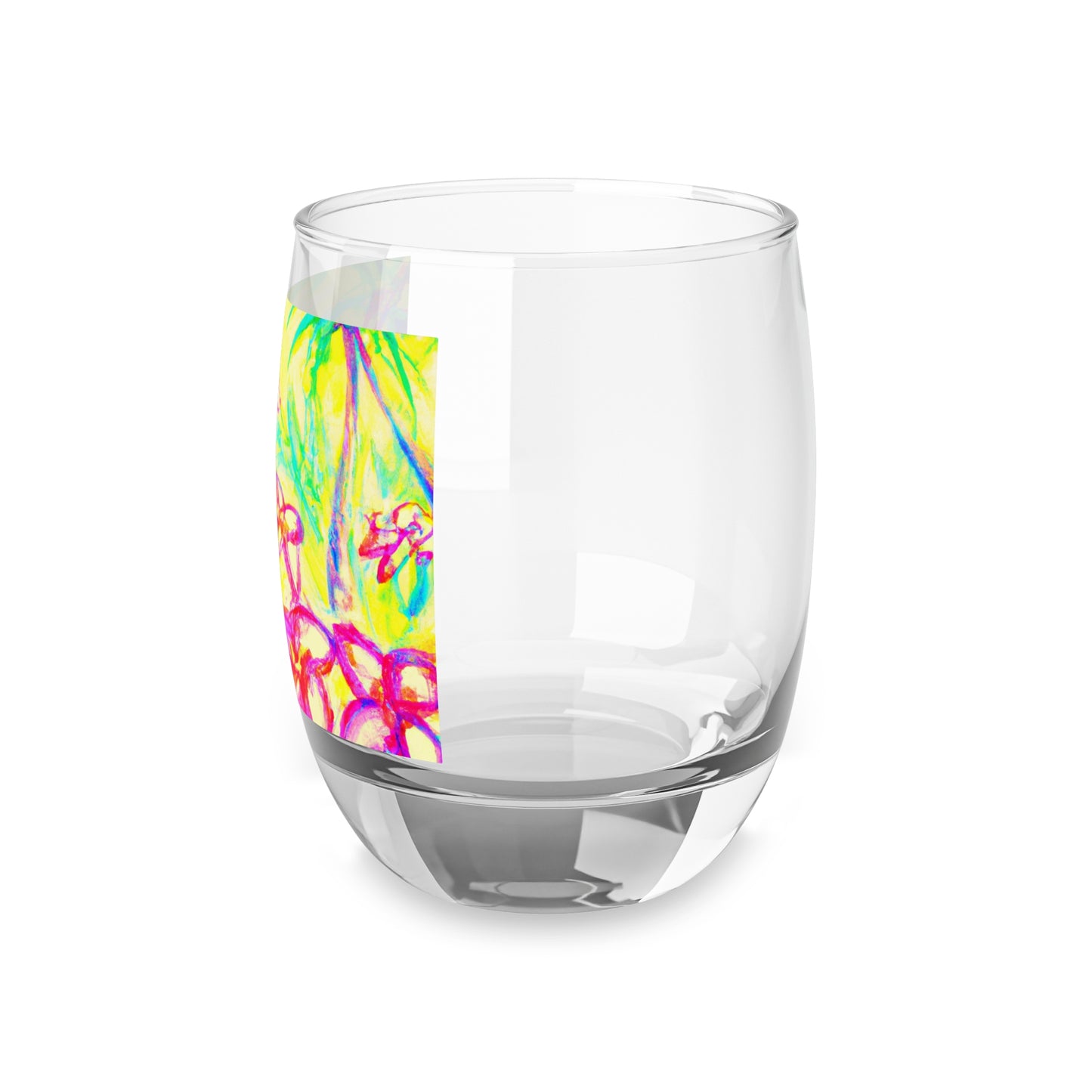 Whiskey Glass, Tropical Doodles/Yellow