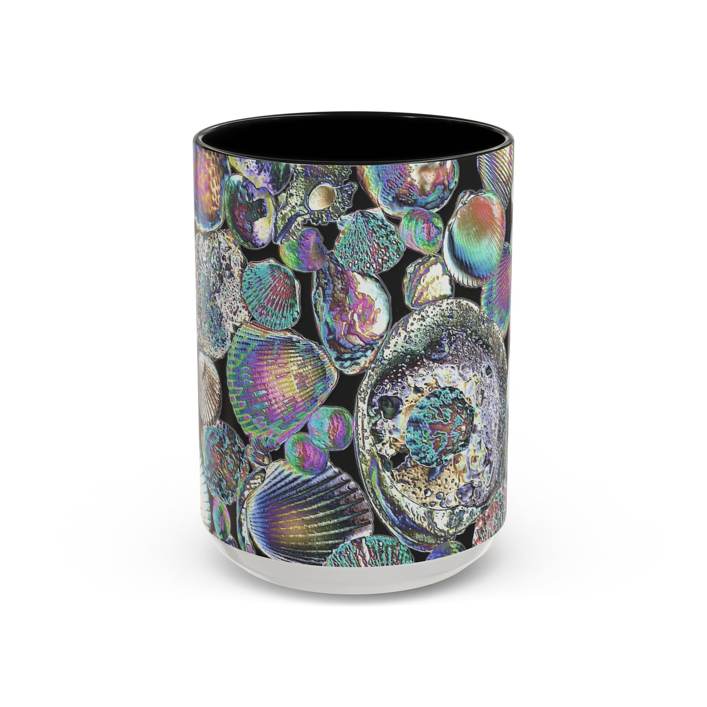 Iridescent Shells Accent Coffee Mug | Unique Sea-Inspired Drinkware / Heatwave Shell Collection