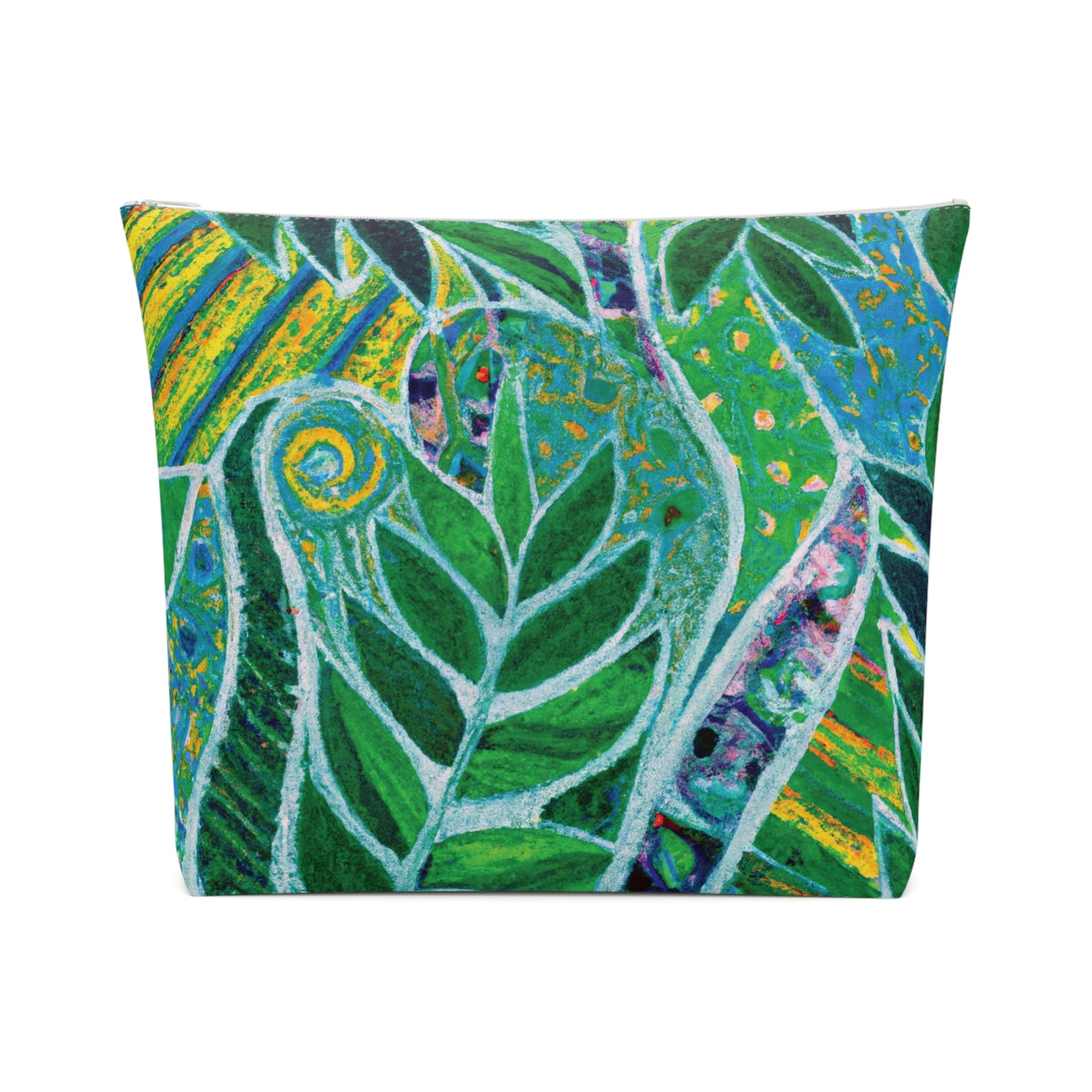 Tropical Cotton Cosmetic Bag, Makeup Pouch, 5 Sizes / Amazon Whimsy, Green