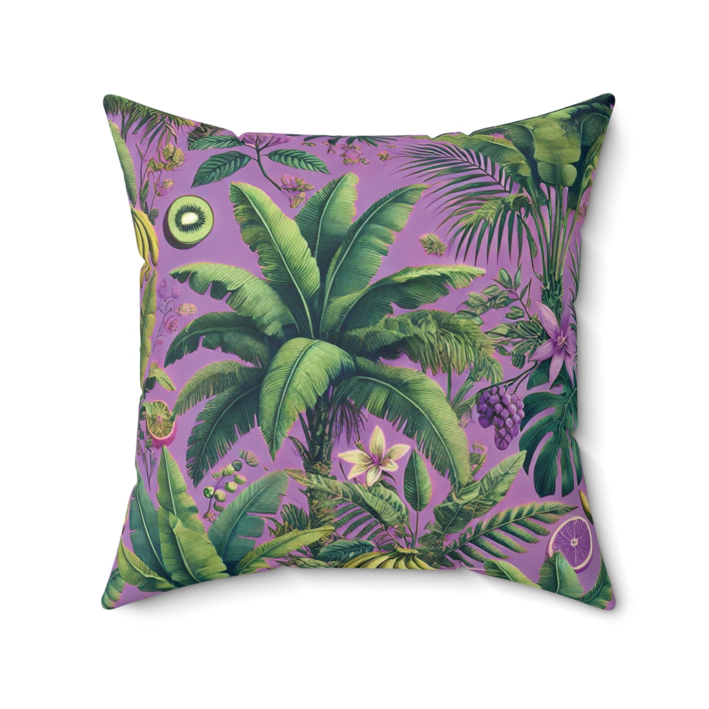 Decorative Pillow - Accent Cushion, 4 Sizes / More Tropical Fruit, Deep Lilac