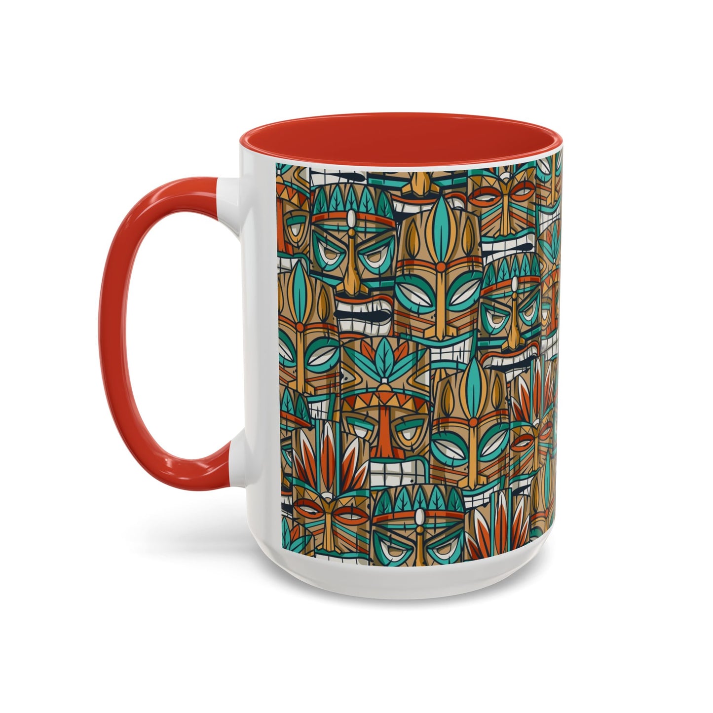 Accent Coffee Mug (11, 15oz), 8 Colors - Turquoise Tiki Party