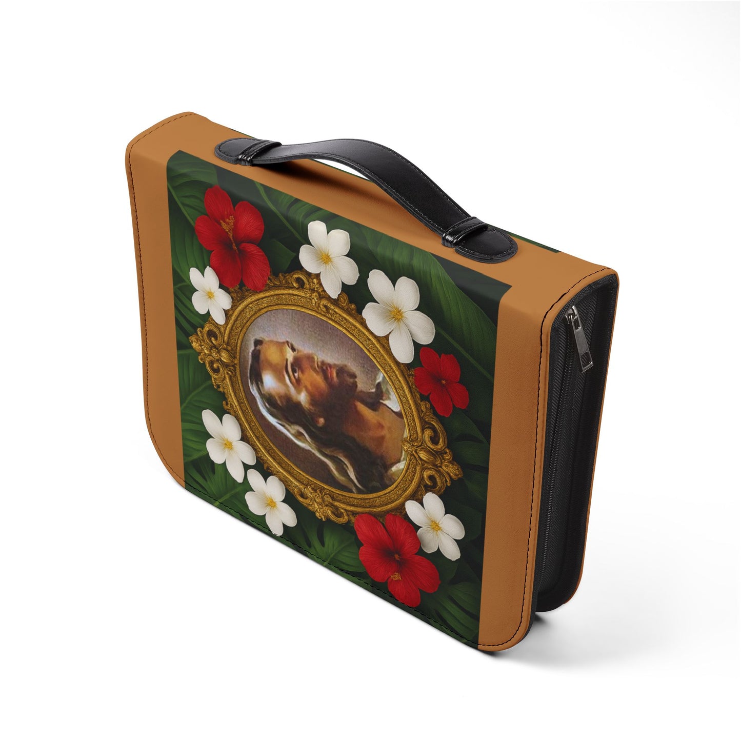 Tropical Jesus Bible Cover, Lt. Brown / Floral Bible Protector, Church Accessories