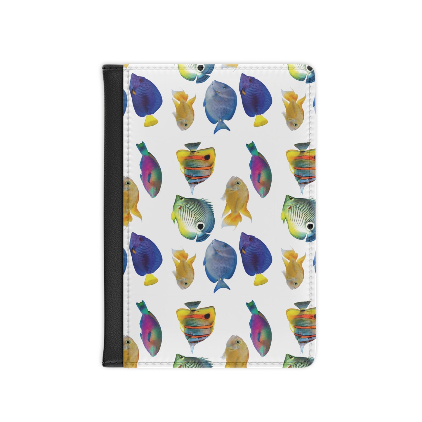 Tropical Passport Cover, Faux Leather - RFID blocking for travel security / School of Fish