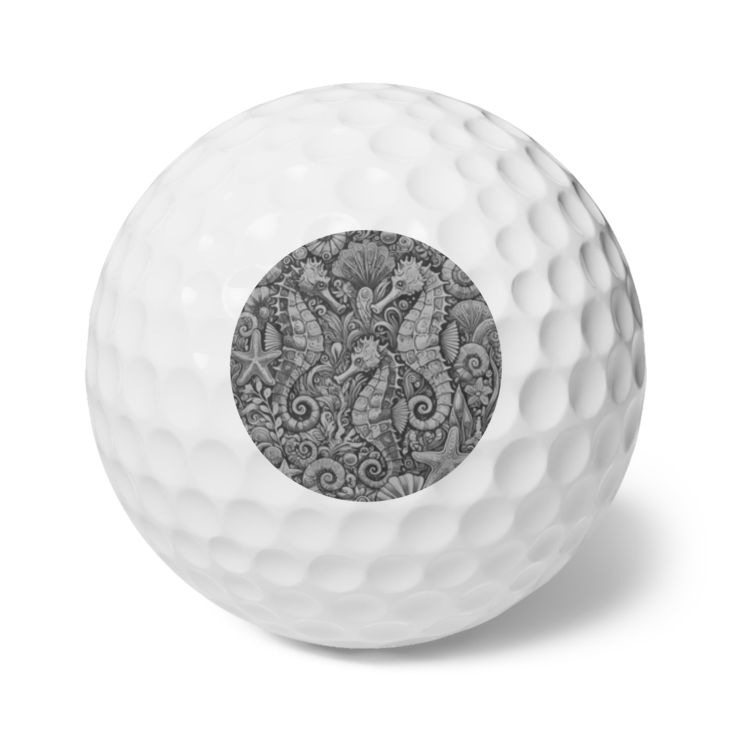 Coastal-Themed Golf Balls, 6pcs - Perfect Gift for Golf Enthusiasts / Seahorse Trio Noir