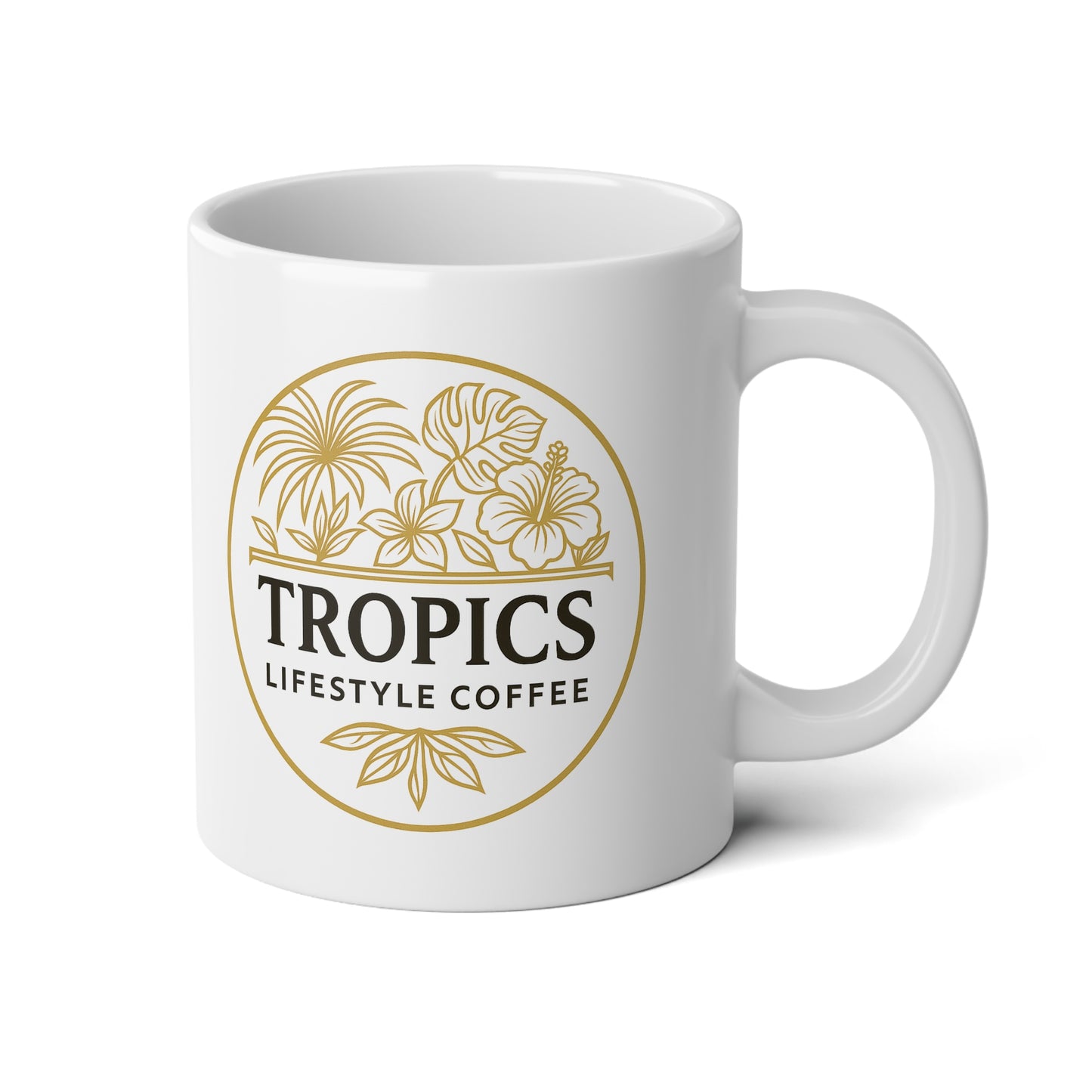 Jumbo Mug, 20oz, Gold TLCoffee Logo | Tropical Coffee Cup
