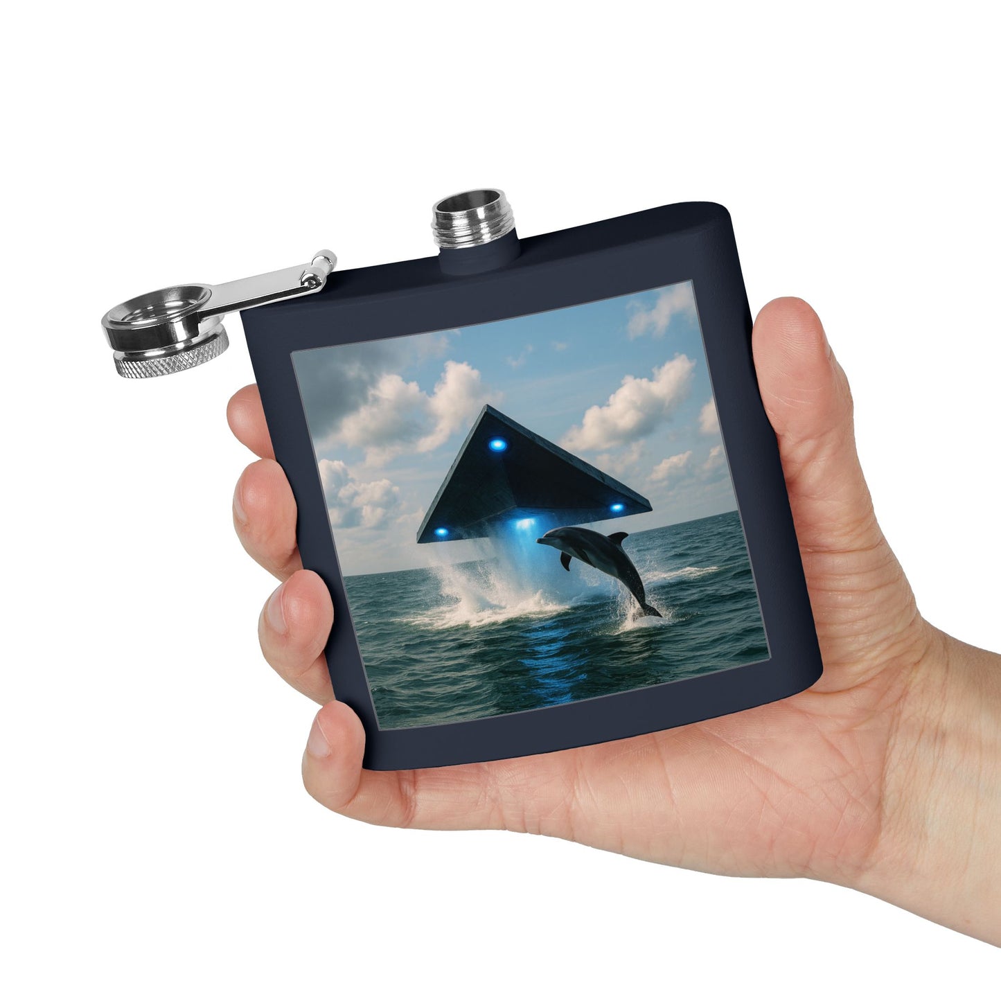 Tropical Stainless Steel 6 oz. Flask, Many Colors  – UFO and Dolphin