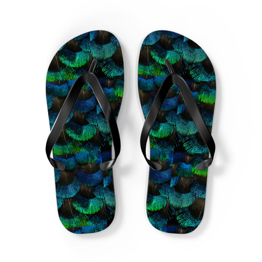 Flip Flops - Eyelash Peacock Feathers