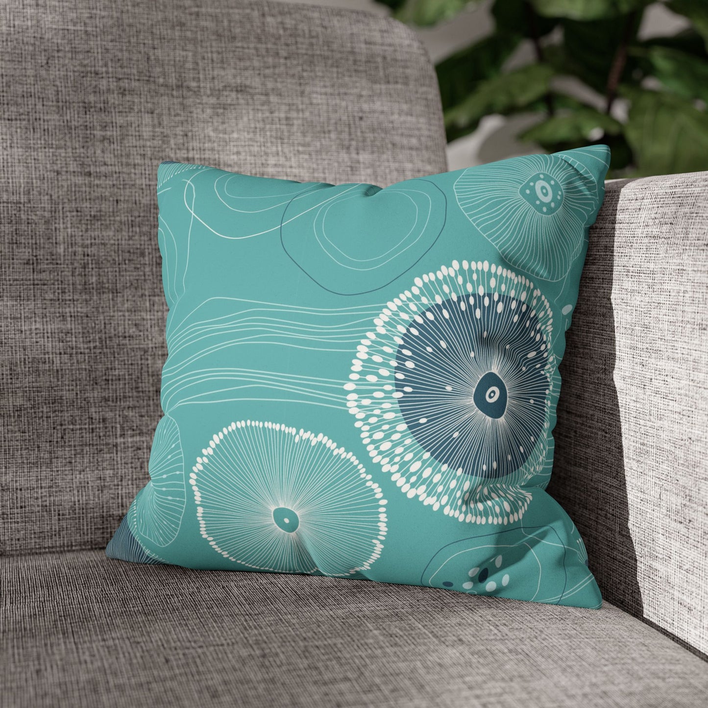 Faux Suede Square Pillowcase - Plankton Drift Teal