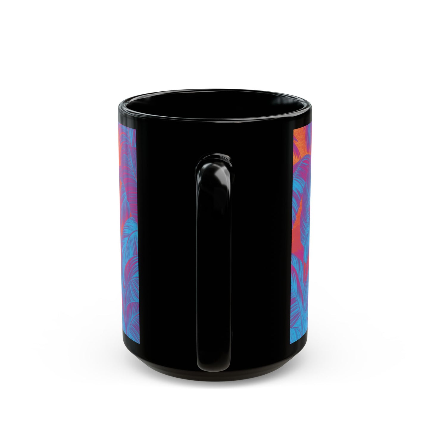 Black Coffee Mug - Palm Serenity, Heatwave