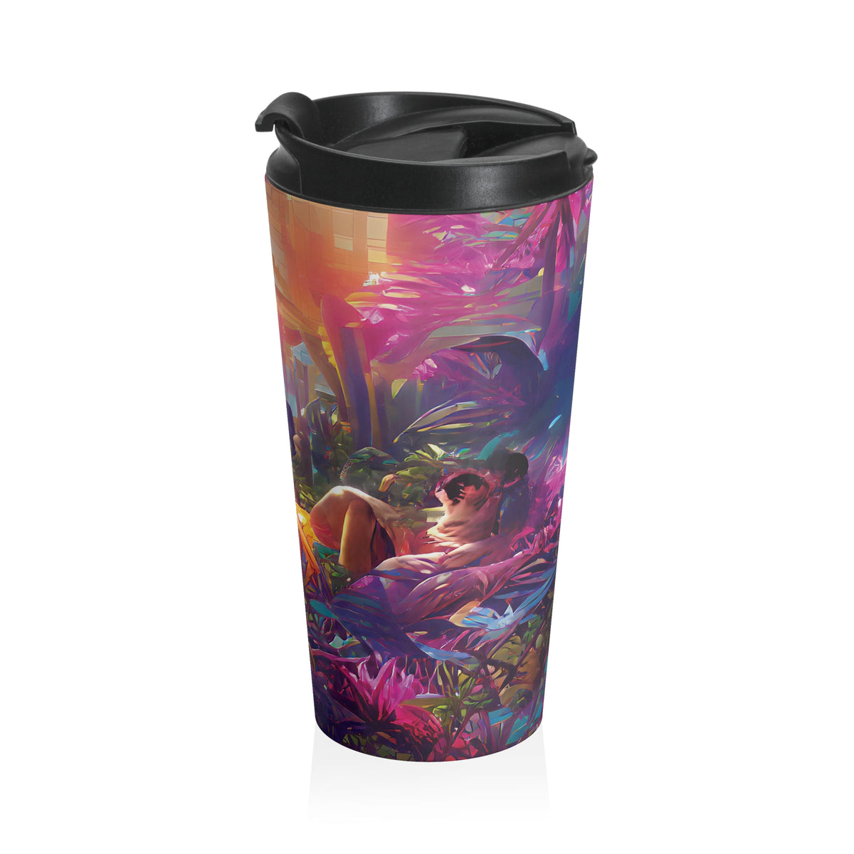 15 oz. Stainless Steel Travel Mug / Midnight Kiss in Secret Garden