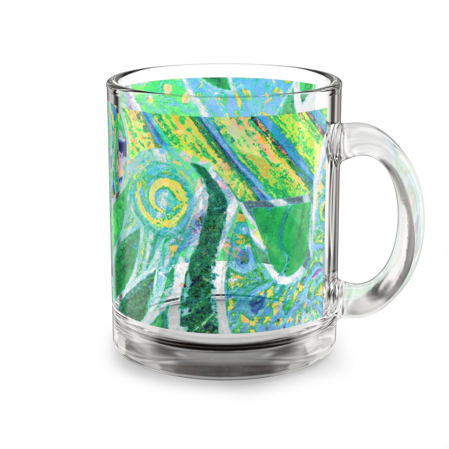 Tropical Glass Mug - 10oz Coffee Cup / Amazon Whimsy, Green