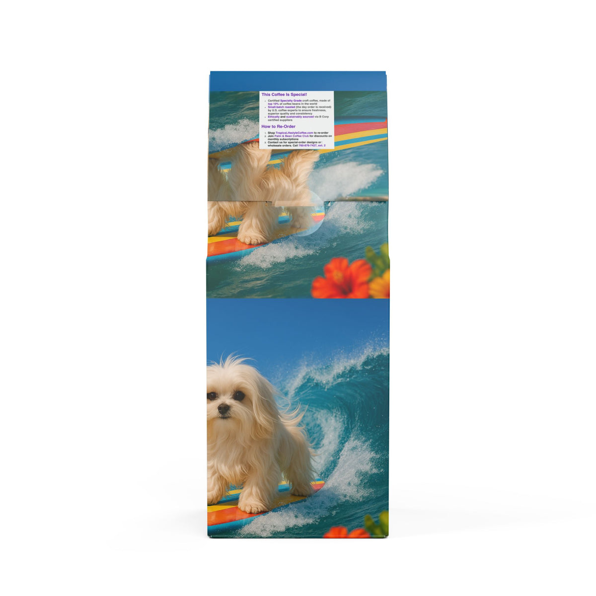 Midnight Surf Blend™ (Medium-Dark Roast) Specialty Grade Craft Coffee / Surfing Ariel Puppy